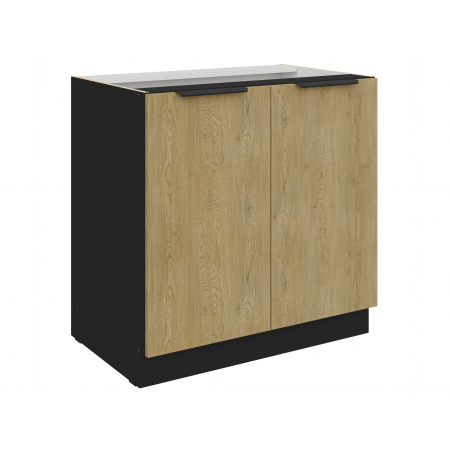 Szafka dolna 80 cm 2-drzwiowa CREMA dąb cremona / czarny mat 80 D 2F BB